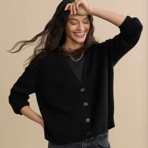 Jenni Kayne Cropped Cashmere Cocoon Cardigan Black Women's Size S 2